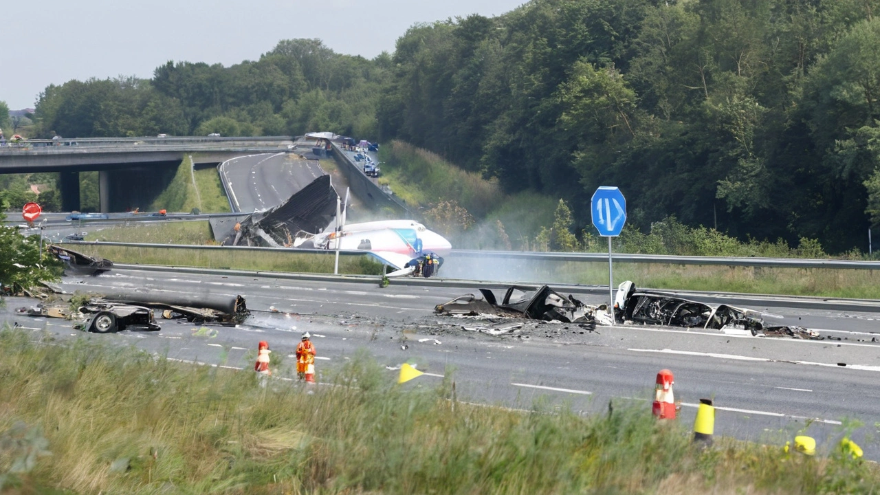 Vliegtuigcrash en Brand op de A58 Snelweg bij Tilburg